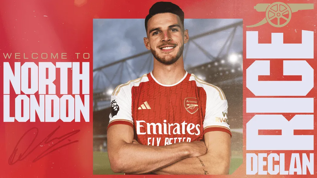 Declan Rice é anunciado pelo Arsenal